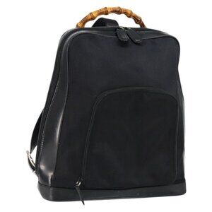 Authentic GUCCI Bamboo Bag Nylon Enamel 2way Black Silver 003 2058 0059 5